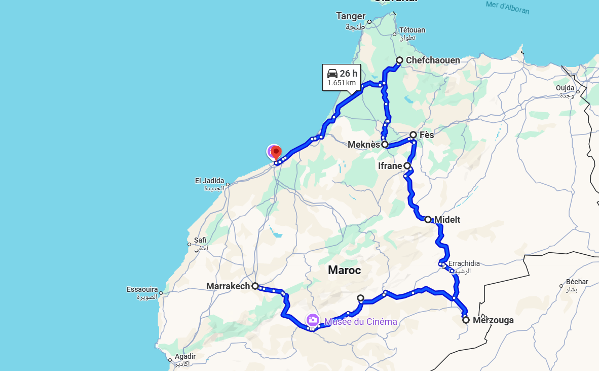 MOROCCO DESERT TOURING MAP